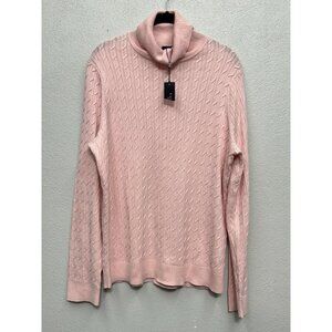 Talbots Cable Knit Turtleneck Sweater Medium Pink Pima Cotton Long Sleeve Y2K